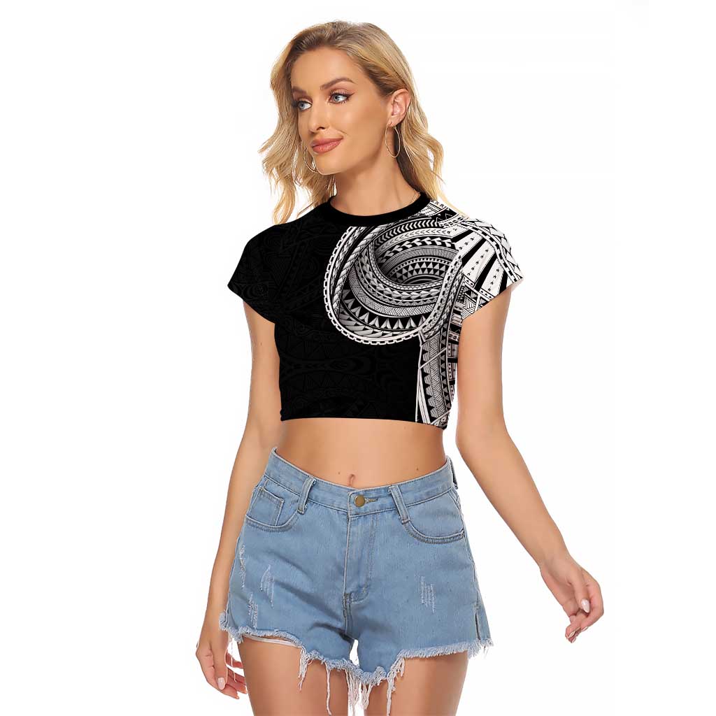 Samoan Art Tattoo Polynesian Pattern Raglan Cropped T Shirt