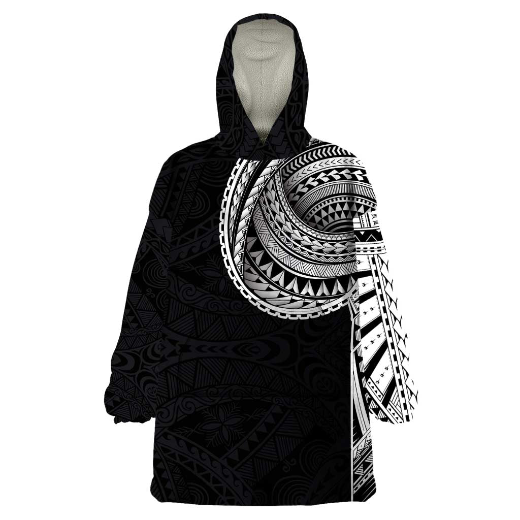 Samoan Art Tattoo Polynesian Pattern Wearable Blanket Hoodie