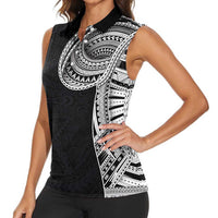 Samoan Art Tattoo Polynesian Pattern Women Sleeveless Polo Shirt