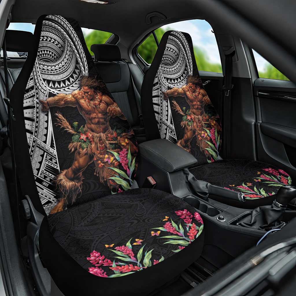 Samoan Warrior Art Tattoo Car Seat Cover Polynesian Pattern and Teuila