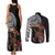 Samoan Warrior Art Tattoo Couples Matching Tank Maxi Dress and Long Sleeve Button Shirt Polynesian Pattern and Teuila