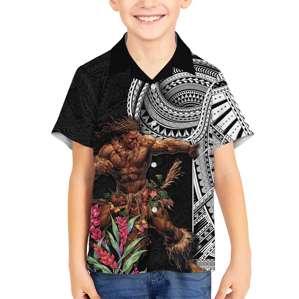 Samoan Warrior Art Tattoo Kid Hawaiian Shirt Polynesian Pattern and Teuila