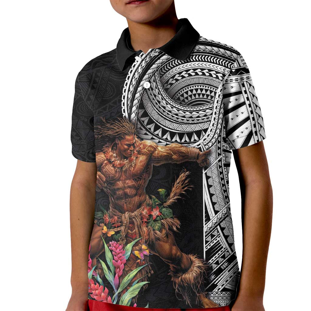 Samoan Warrior Art Tattoo Kid Polo Shirt Polynesian Pattern and Teuila