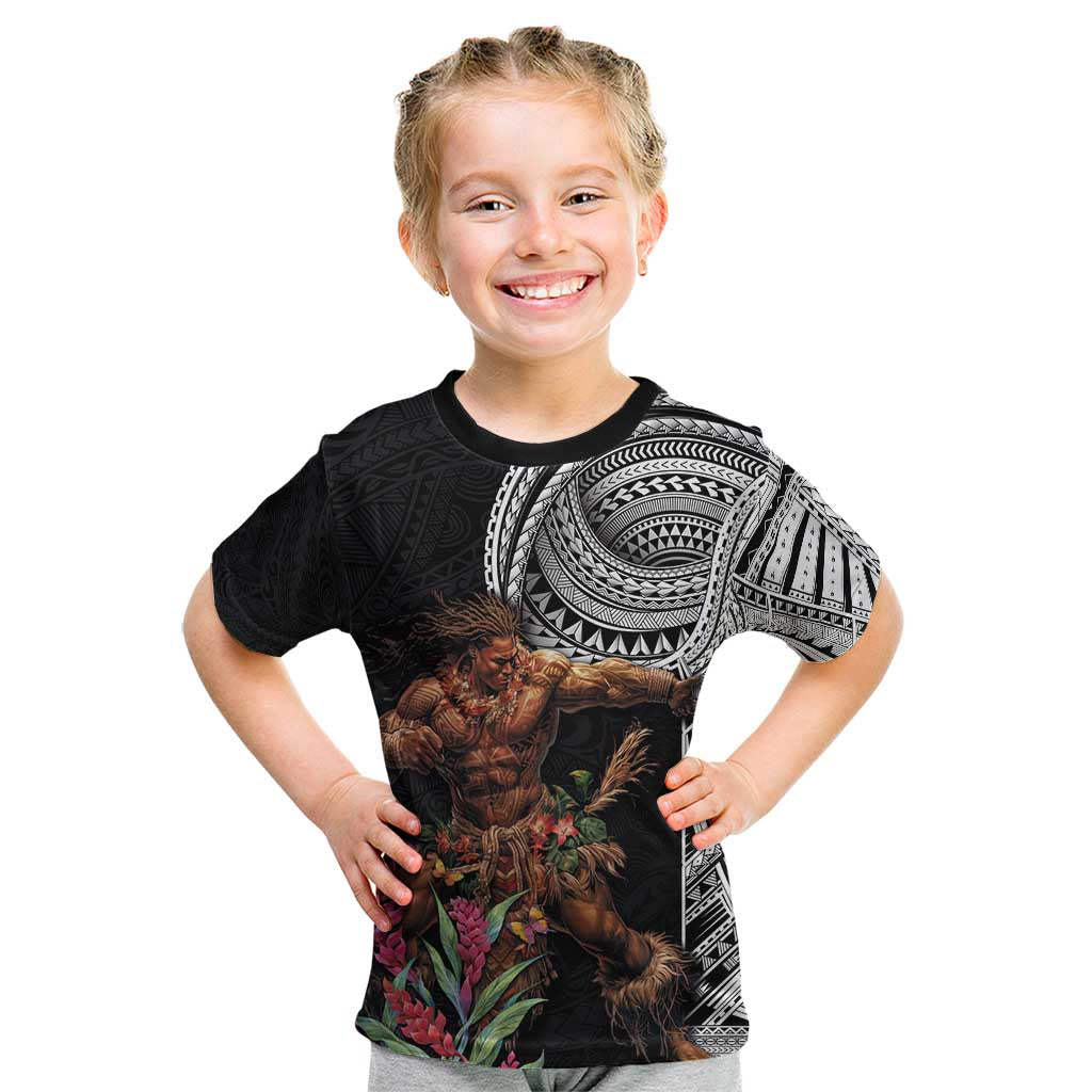 Samoan Warrior Art Tattoo Kid T Shirt Polynesian Pattern and Teuila