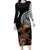 Samoan Warrior Art Tattoo Long Sleeve Bodycon Dress Polynesian Pattern and Teuila