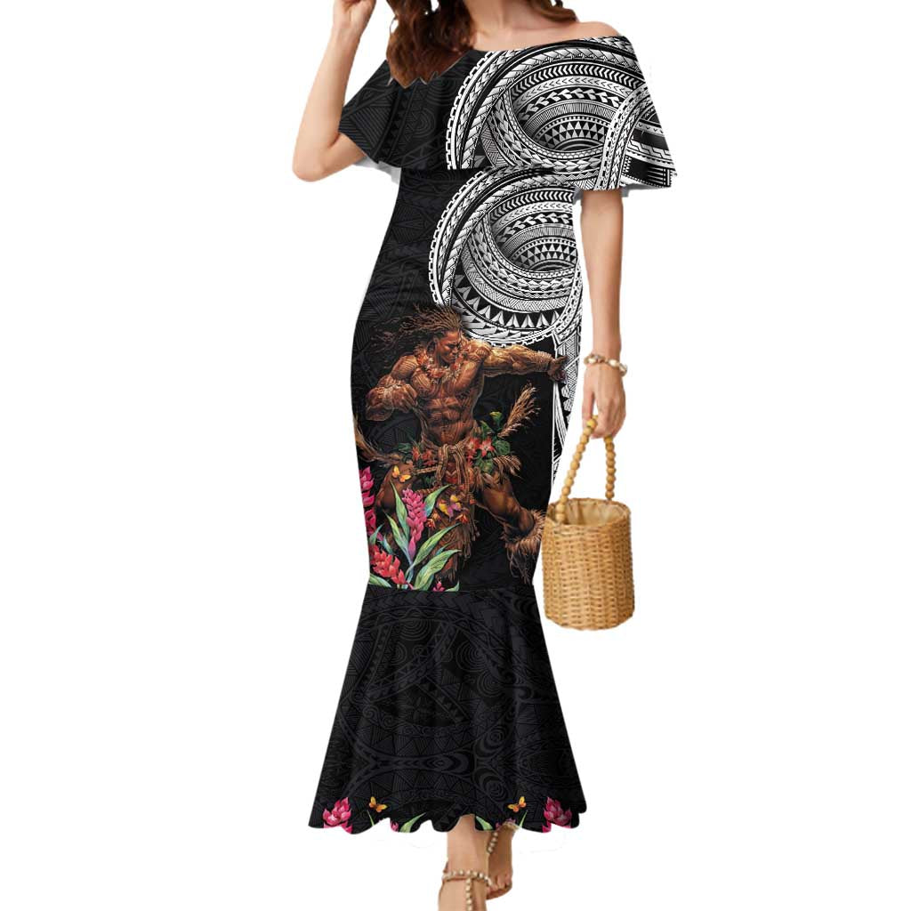 Samoan Warrior Art Tattoo Mermaid Dress Polynesian Pattern and Teuila