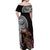 Samoan Warrior Art Tattoo Off Shoulder Maxi Dress Polynesian Pattern and Teuila