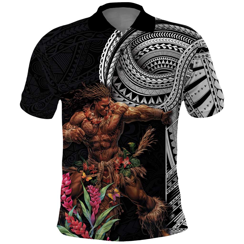 Samoan Warrior Art Tattoo Polo Shirt Polynesian Pattern and Teuila