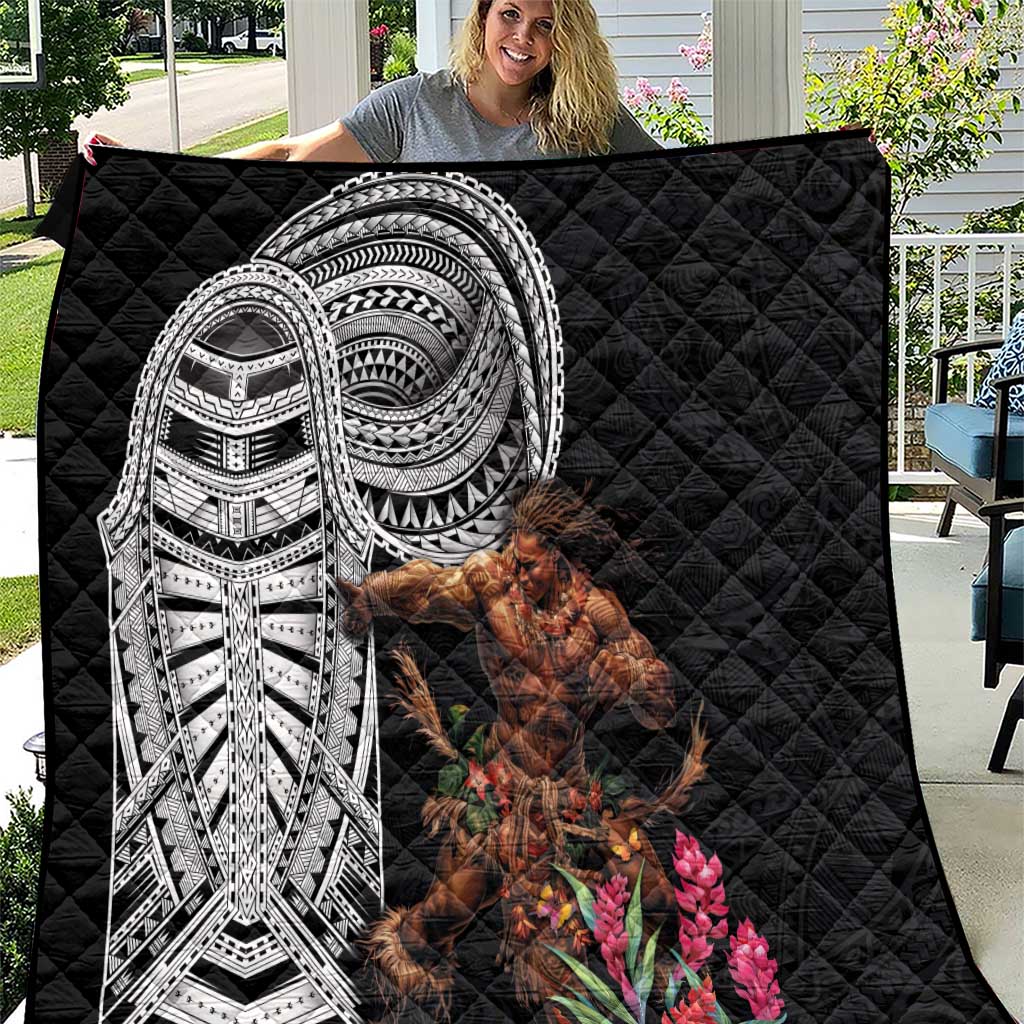 Samoan Warrior Art Tattoo Quilt Polynesian Pattern and Teuila