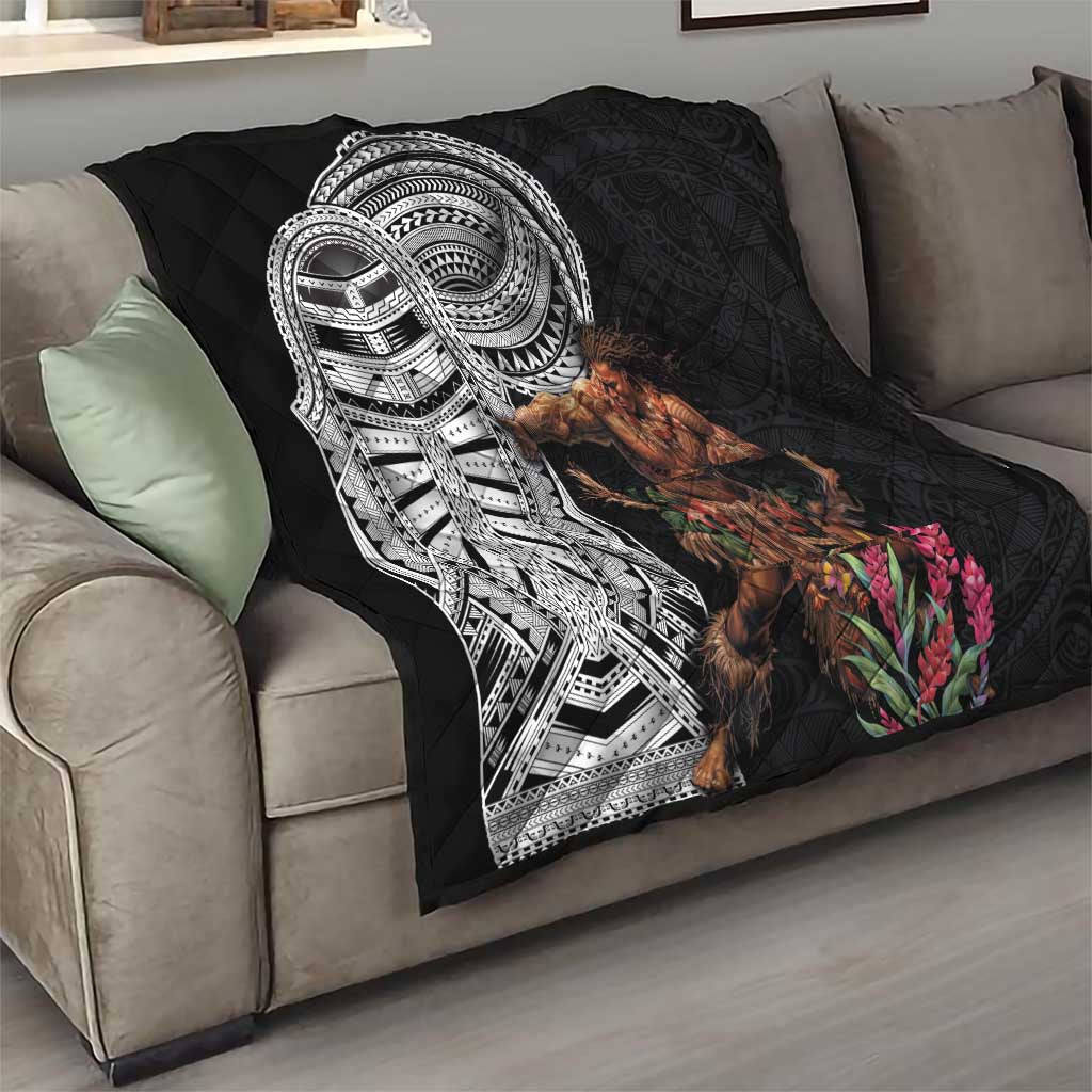 Samoan Warrior Art Tattoo Quilt Polynesian Pattern and Teuila