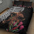 Samoan Warrior Art Tattoo Quilt Bed Set Polynesian Pattern and Teuila