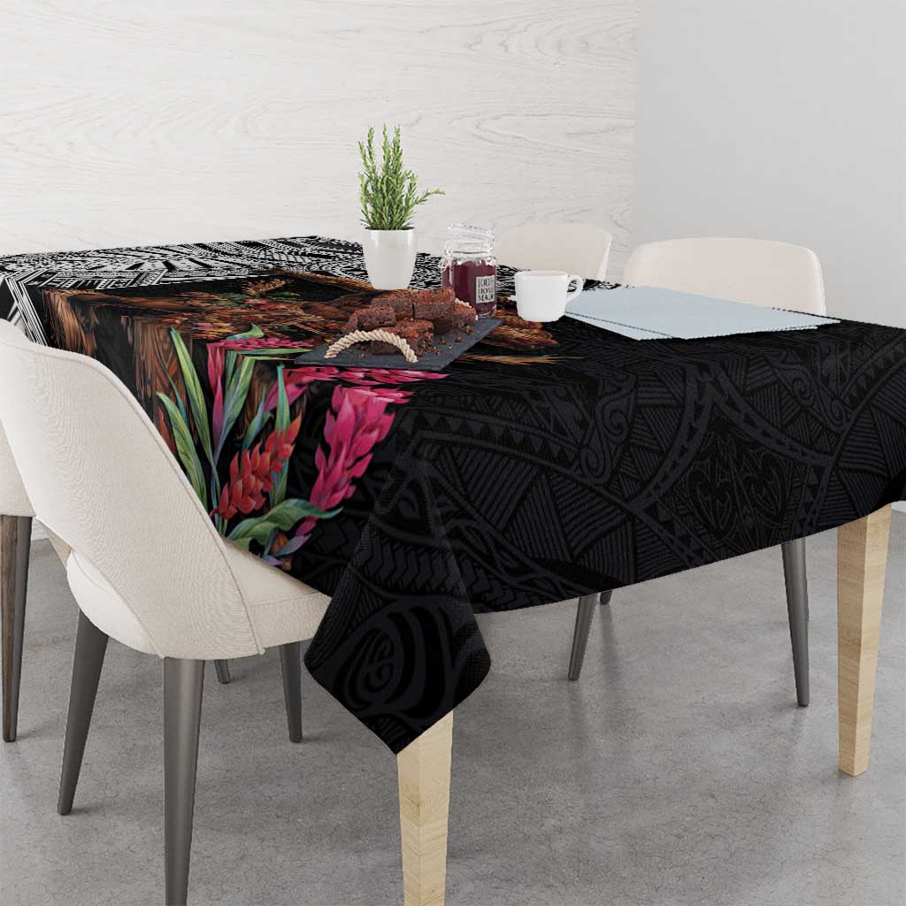 Samoan Warrior Art Tattoo Tablecloth Polynesian Pattern and Teuila
