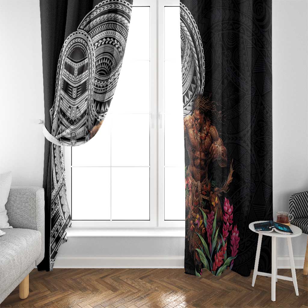 Samoan Warrior Art Tattoo Window Curtain Polynesian Pattern and Teuila