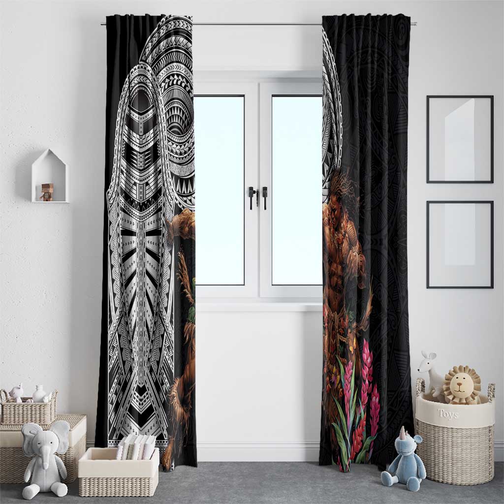 Samoan Warrior Art Tattoo Window Curtain Polynesian Pattern and Teuila