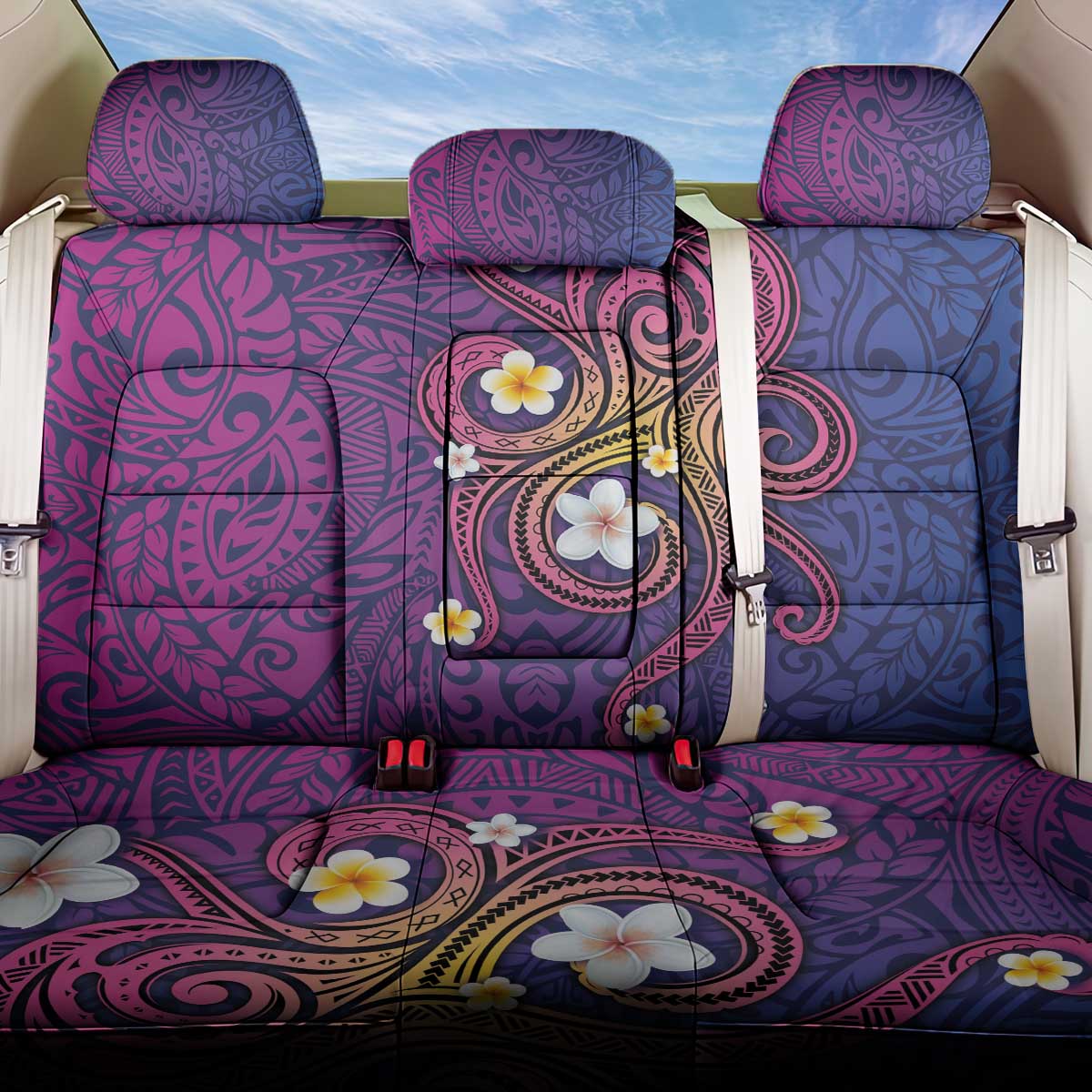 Hawaiian Octopus Tattoo and Frangipani Back Car Seat Cover