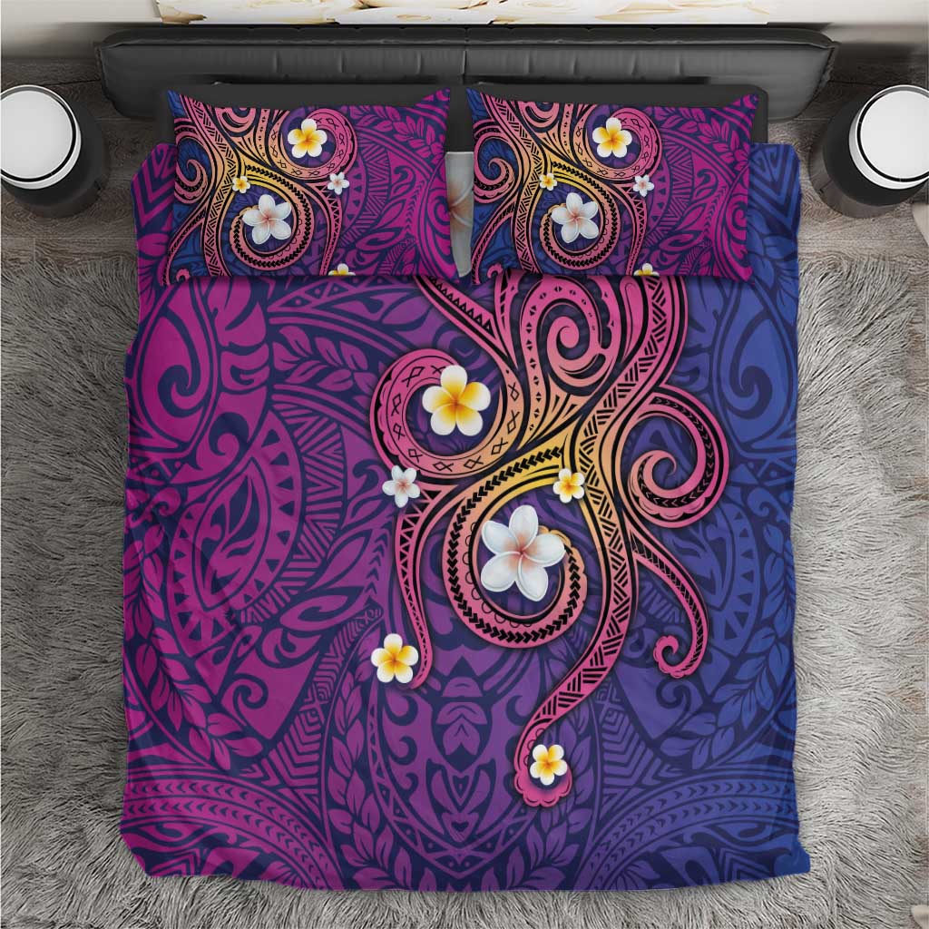 Hawaiian Octopus Tattoo and Frangipani Bedding Set LT03 Purple - Polynesian Pride