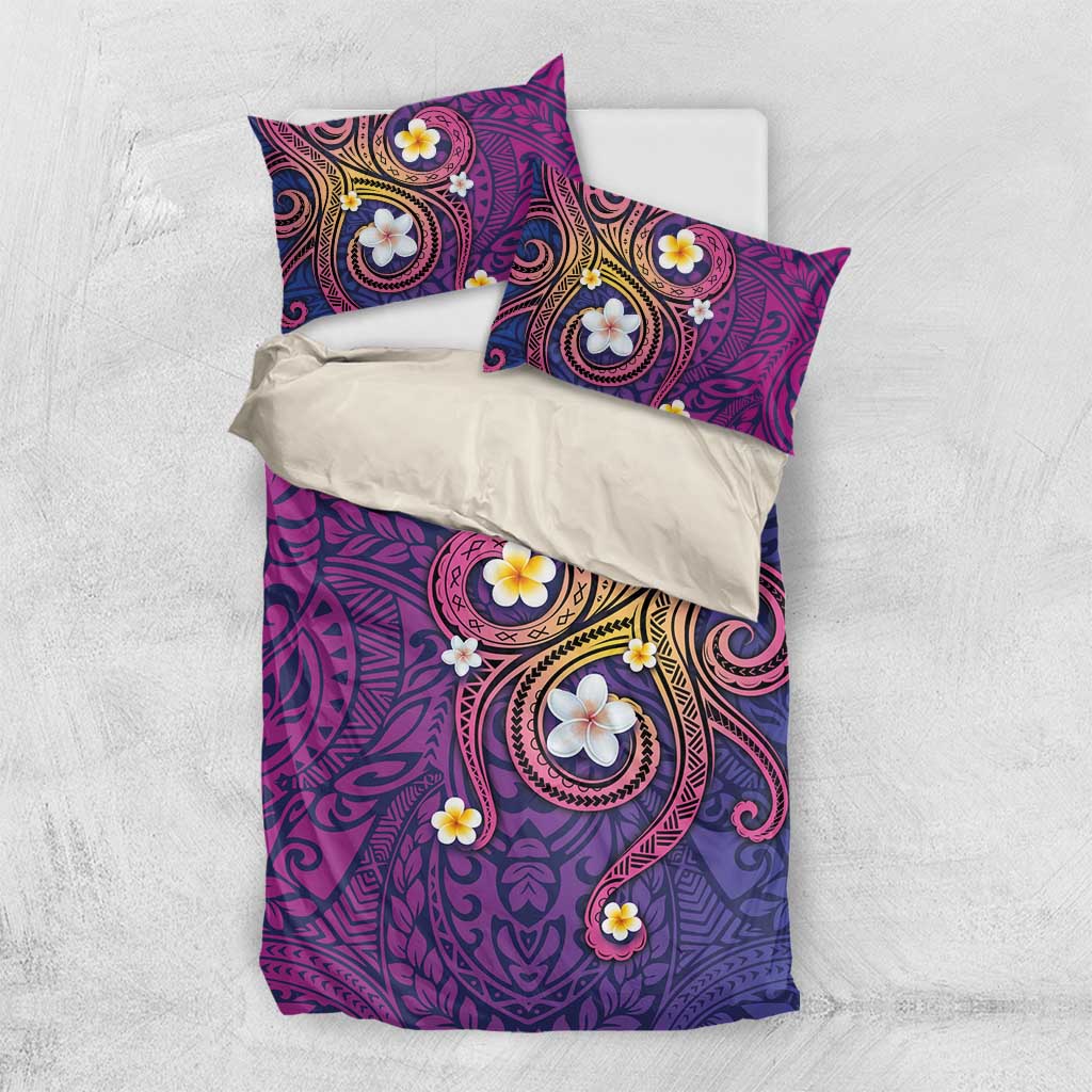 Hawaiian Octopus Tattoo and Frangipani Bedding Set LT03 US Twin 172cm x 218cm Purple - Polynesian Pride