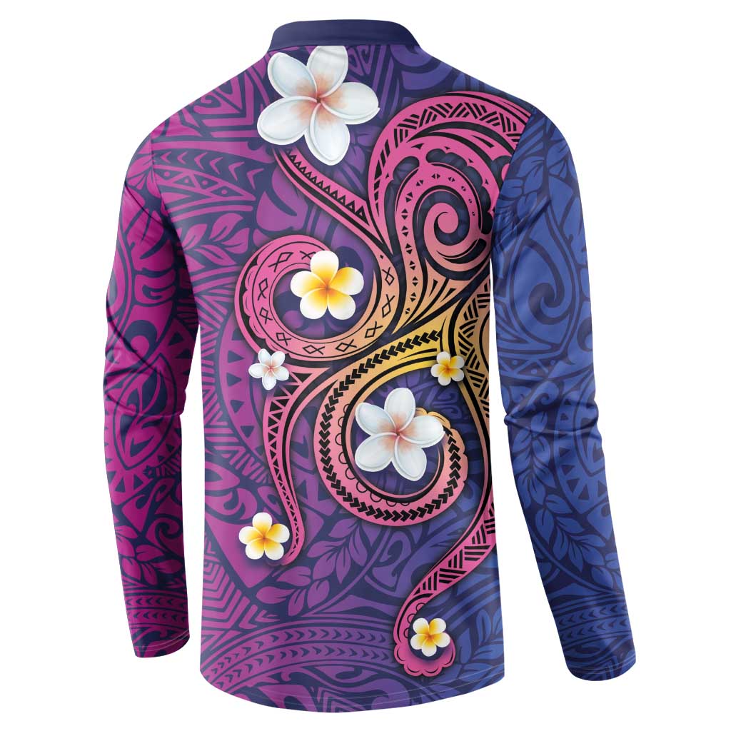 Hawaiian Octopus Tattoo and Frangipani Button Sweatshirt