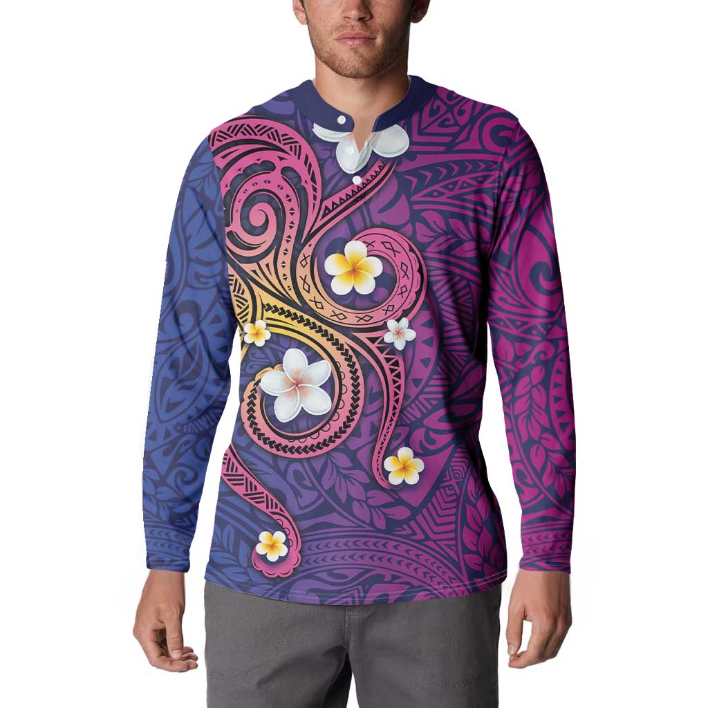 Hawaiian Octopus Tattoo and Frangipani Button Sweatshirt