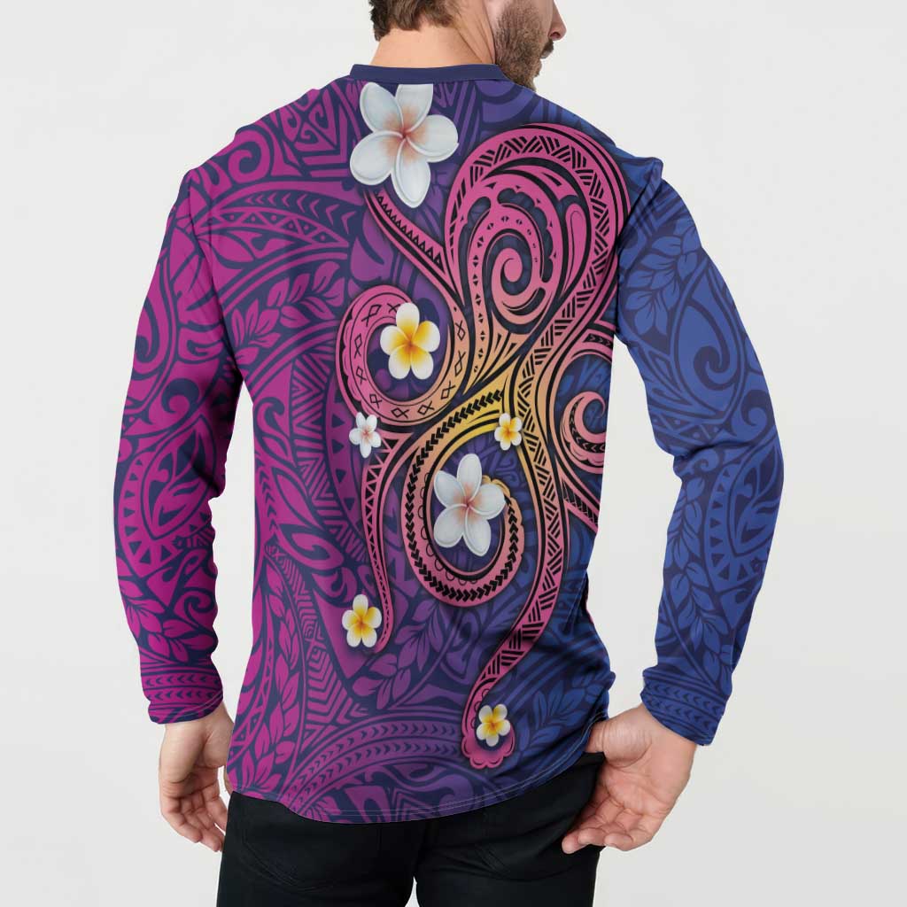 Hawaiian Octopus Tattoo and Frangipani Button Sweatshirt