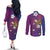 Hawaiian Octopus Tattoo and Frangipani Couples Matching Off The Shoulder Long Sleeve Dress and Long Sleeve Button Shirt