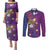 Hawaiian Octopus Tattoo and Frangipani Couples Matching Puletasi and Long Sleeve Button Shirt