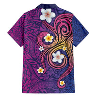 Hawaiian Octopus Tattoo and Frangipani Family Matching Off Shoulder Maxi Dress and Hawaiian Shirt