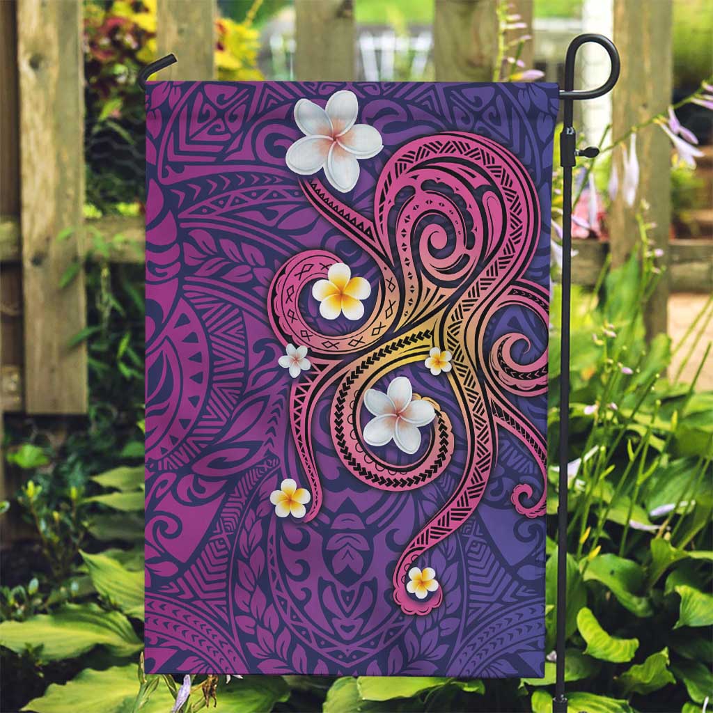Hawaiian Octopus Tattoo and Frangipani Garden Flag LT03 Garden Flag Purple - Polynesian Pride