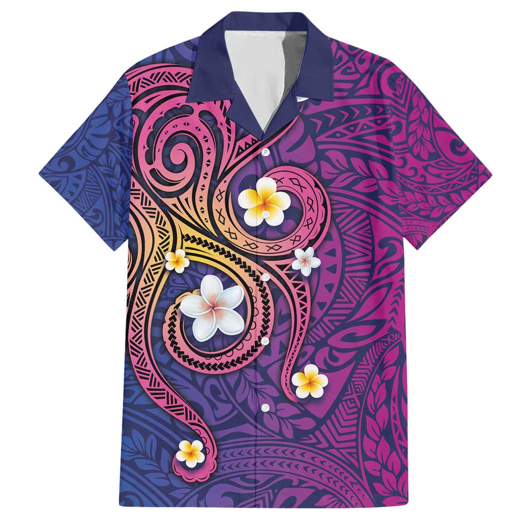 Hawaiian Octopus Tattoo and Frangipani Hawaiian Shirt LT03 Purple - Polynesian Pride
