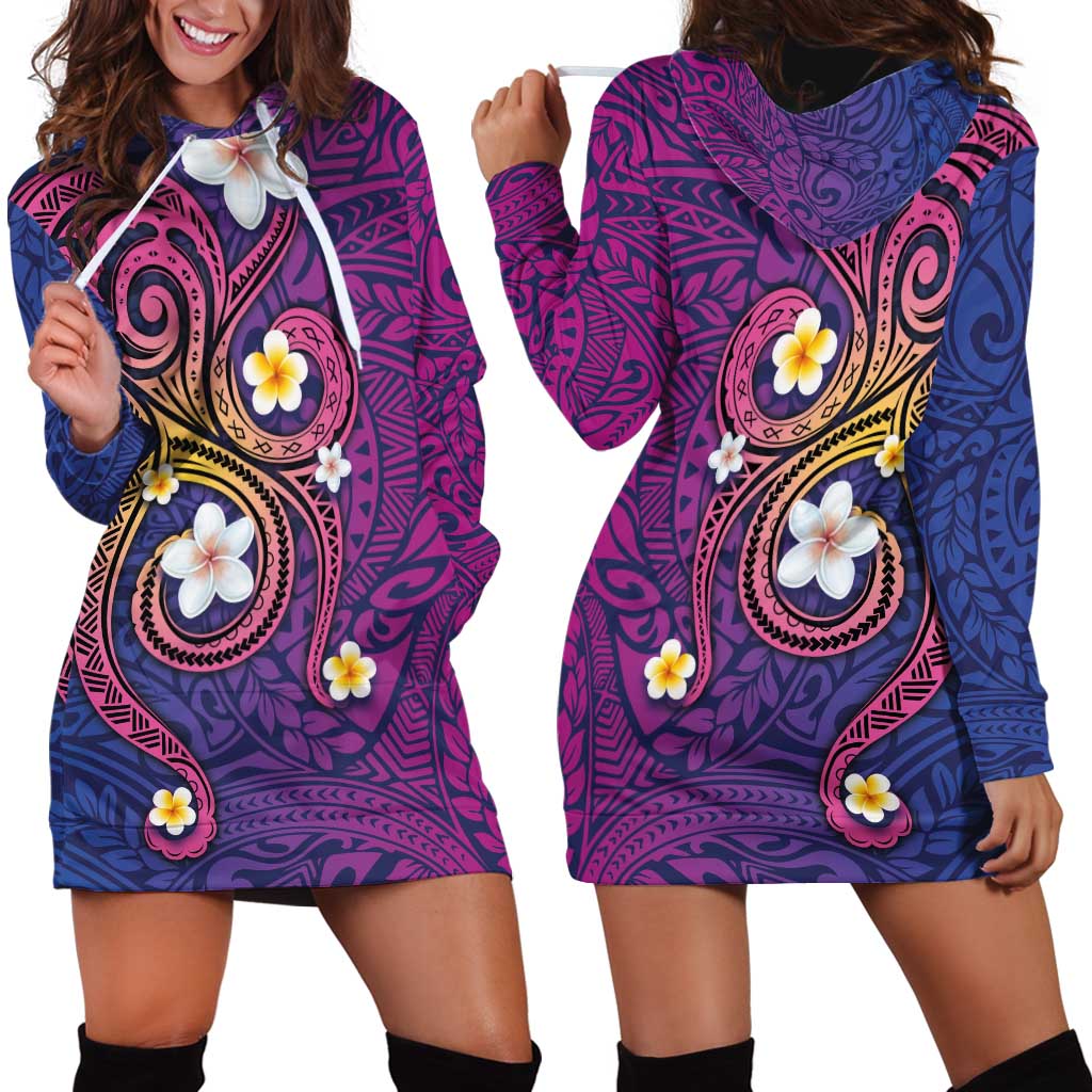 Hawaiian Octopus Tattoo and Frangipani Hoodie Dress LT03 - Polynesian Pride