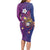 Hawaiian Octopus Tattoo and Frangipani Long Sleeve Bodycon Dress