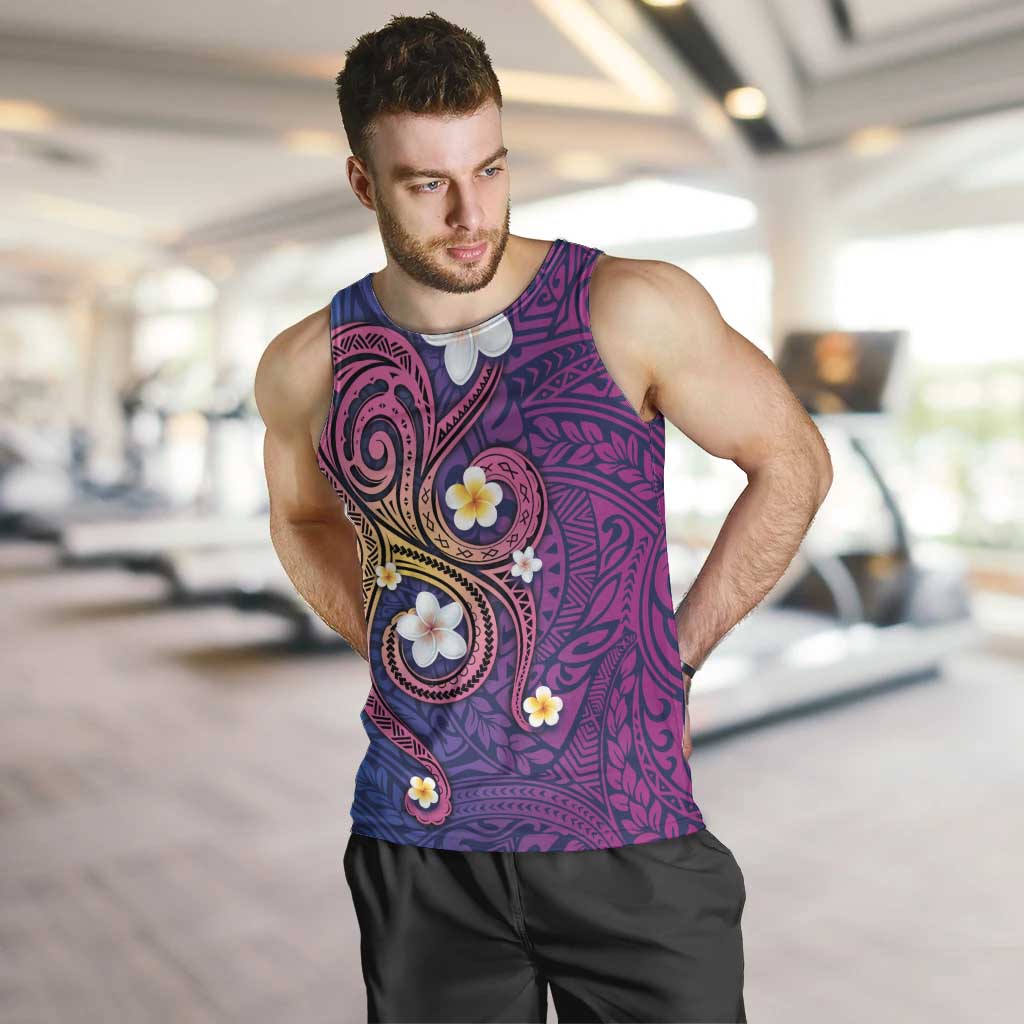 Hawaiian Octopus Tattoo and Frangipani Men Tank Top LT03 Purple - Polynesian Pride