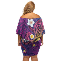 Hawaiian Octopus Tattoo and Frangipani Off Shoulder Short Dress LT03 - Polynesian Pride