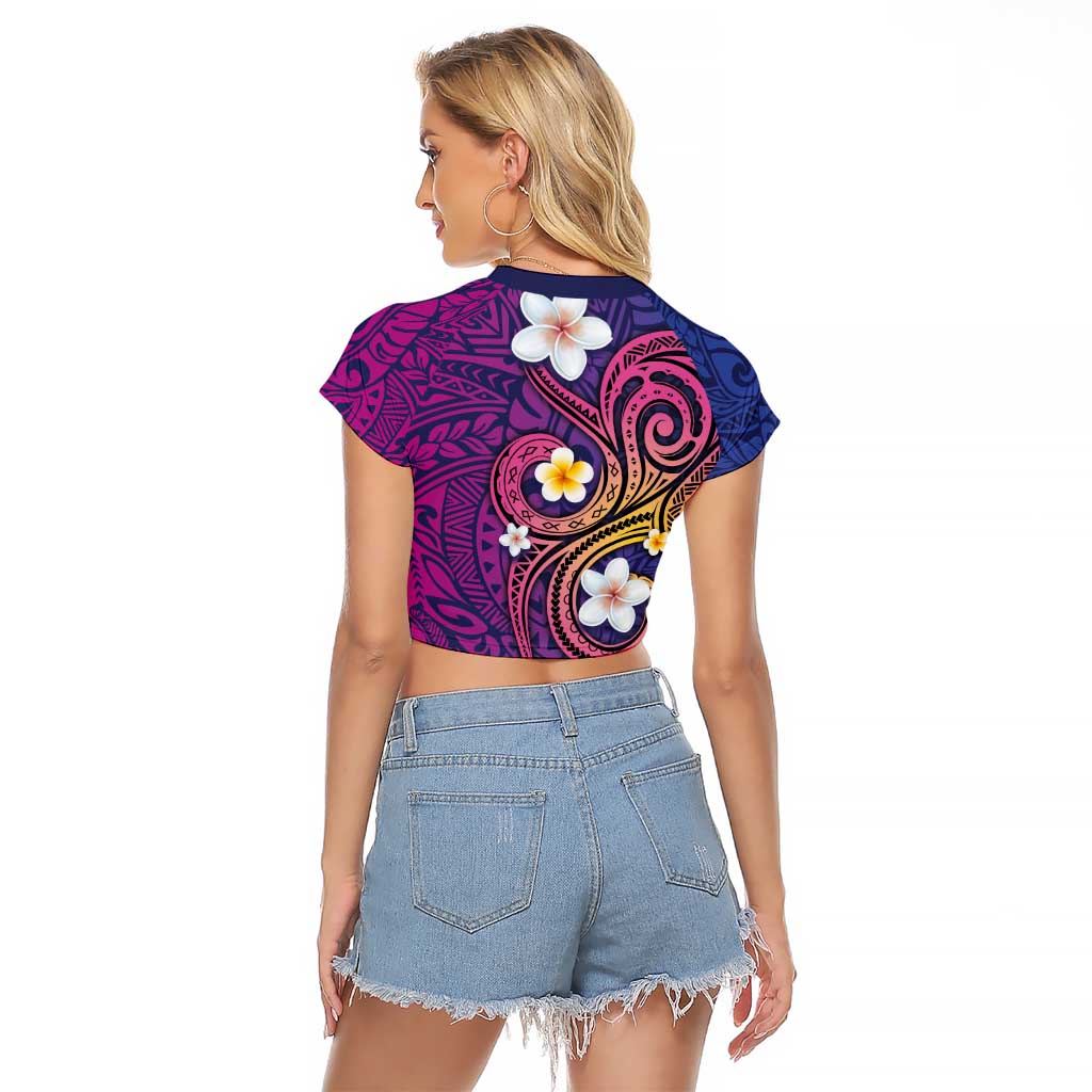 Hawaiian Octopus Tattoo and Frangipani Raglan Cropped T Shirt