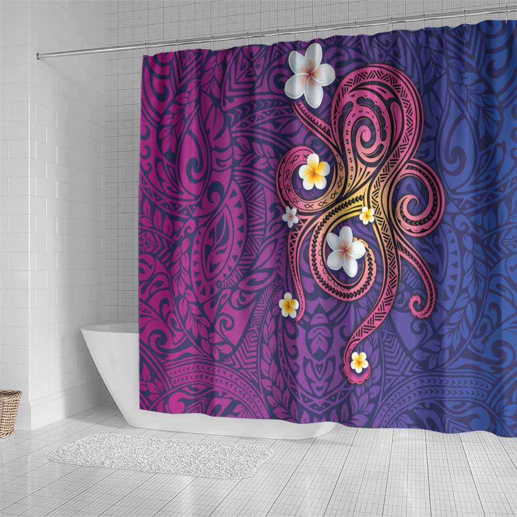 Hawaiian Octopus Tattoo and Frangipani Shower Curtain