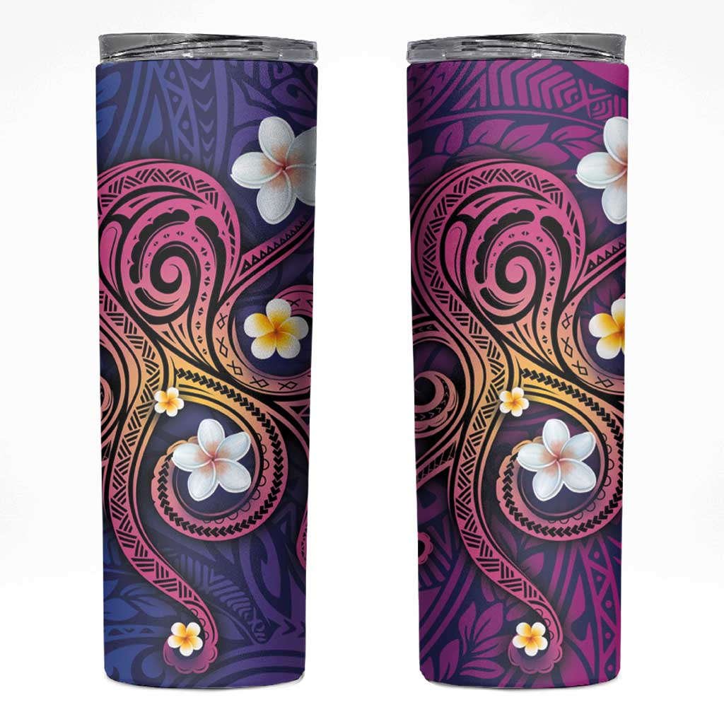 Hawaiian Octopus Tattoo and Frangipani Skinny Tumbler