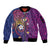 Hawaiian Octopus Tattoo and Frangipani Sleeve Zip Bomber Jacket