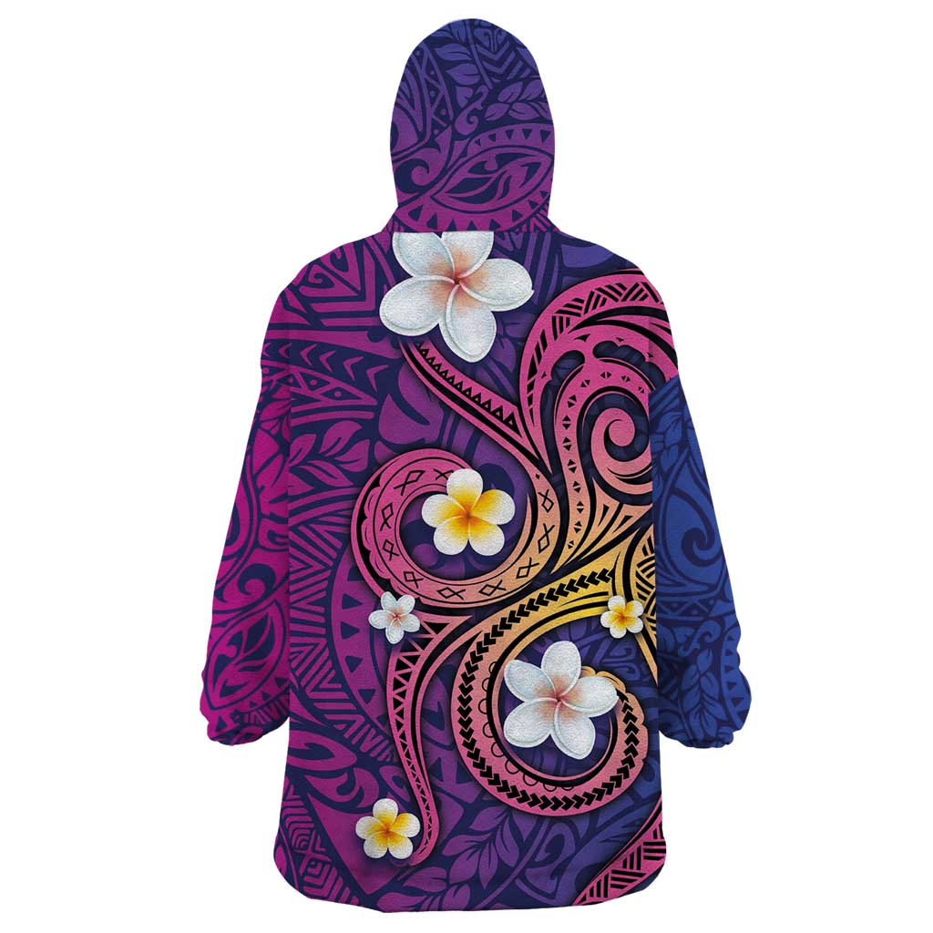 Hawaiian Octopus Tattoo and Frangipani Wearable Blanket Hoodie LT03 - Polynesian Pride