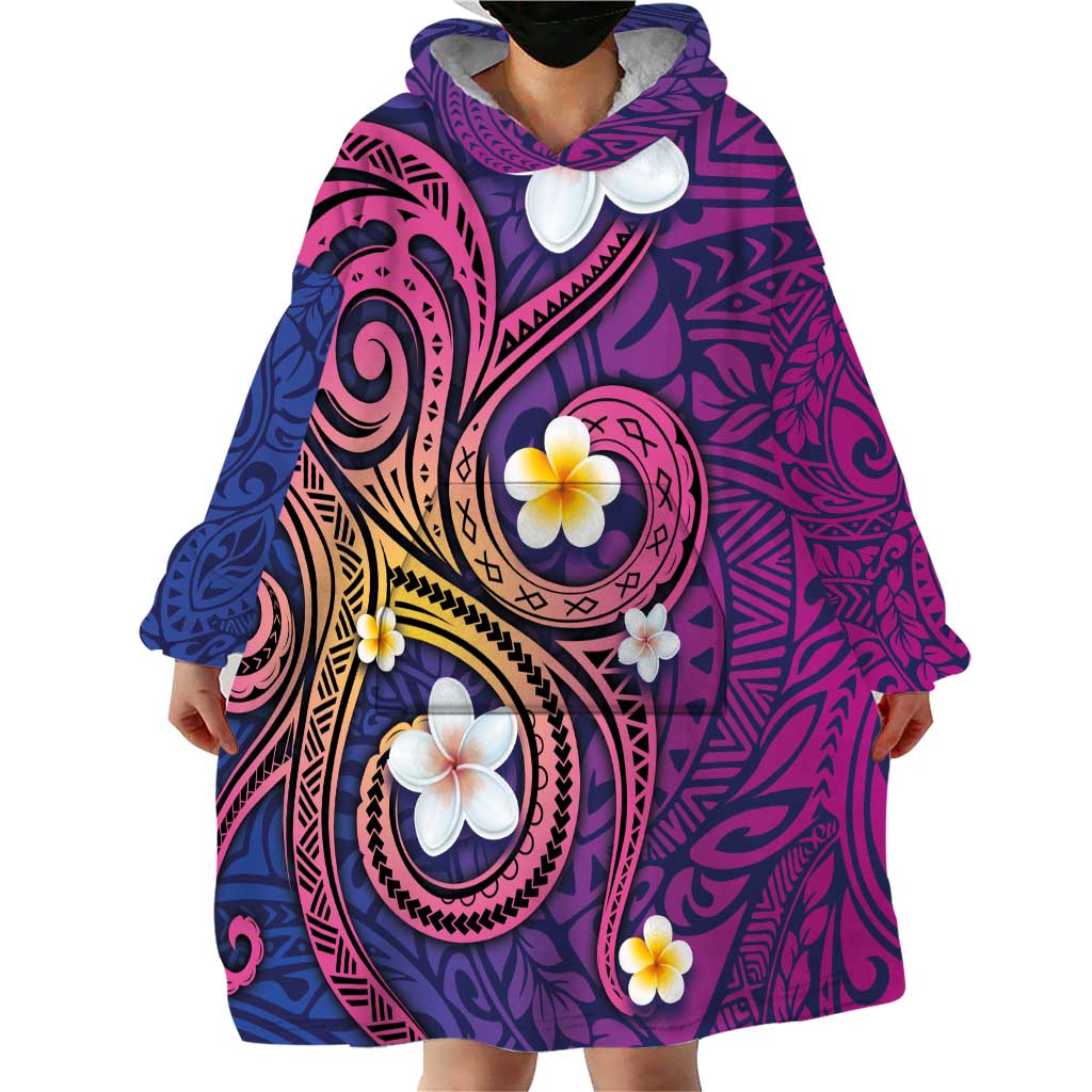 Hawaiian Octopus Tattoo and Frangipani Wearable Blanket Hoodie LT03 - Polynesian Pride