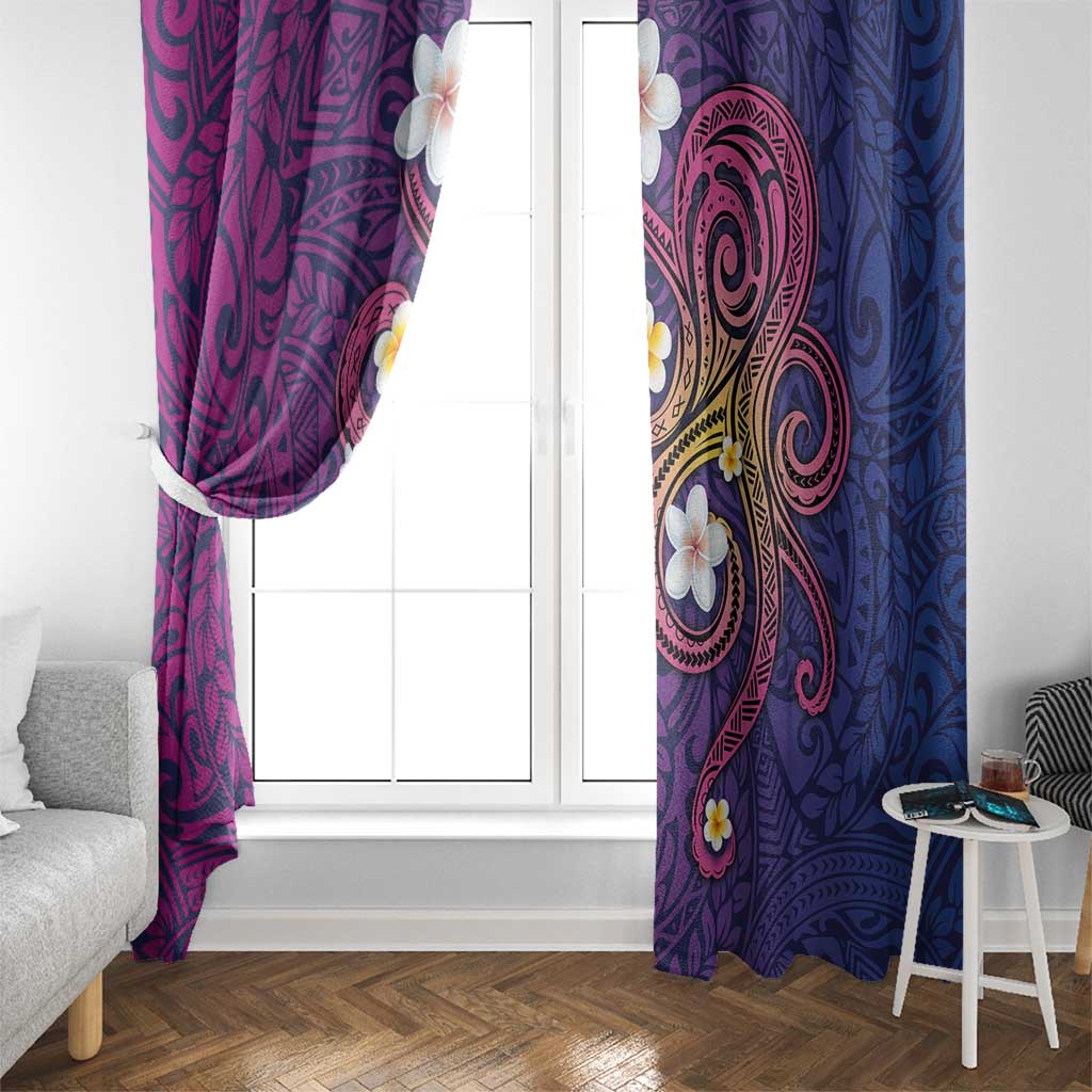 Hawaiian Octopus Tattoo and Frangipani Window Curtain LT03 - Polynesian Pride