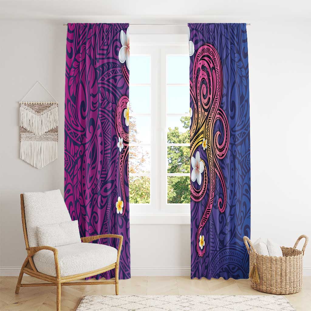 Hawaiian Octopus Tattoo and Frangipani Window Curtain LT03 - Polynesian Pride