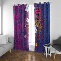 Hawaiian Octopus Tattoo and Frangipani Window Curtain LT03 With Grommets Purple - Polynesian Pride