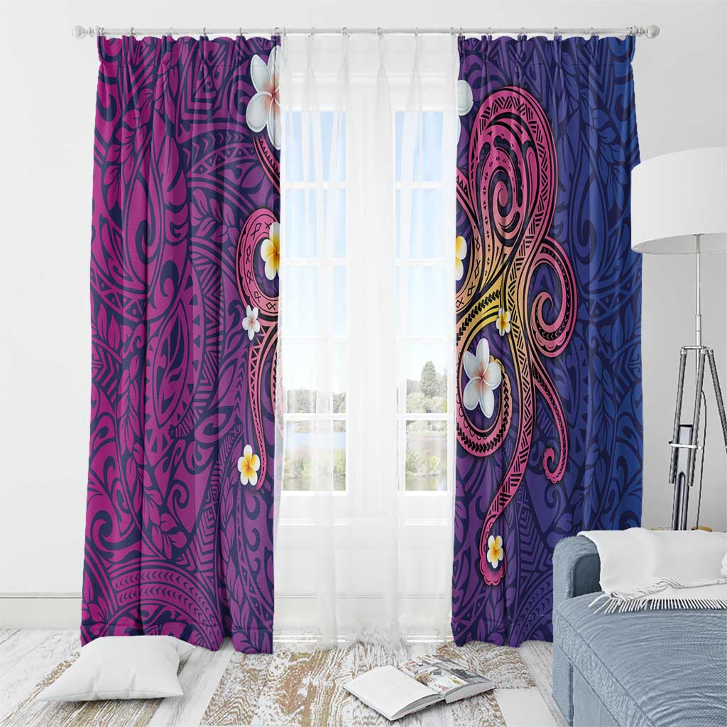 Hawaiian Octopus Tattoo and Frangipani Window Curtain LT03 - Polynesian Pride