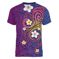 Hawaiian Octopus Tattoo and Frangipani Women V-Neck T-Shirt