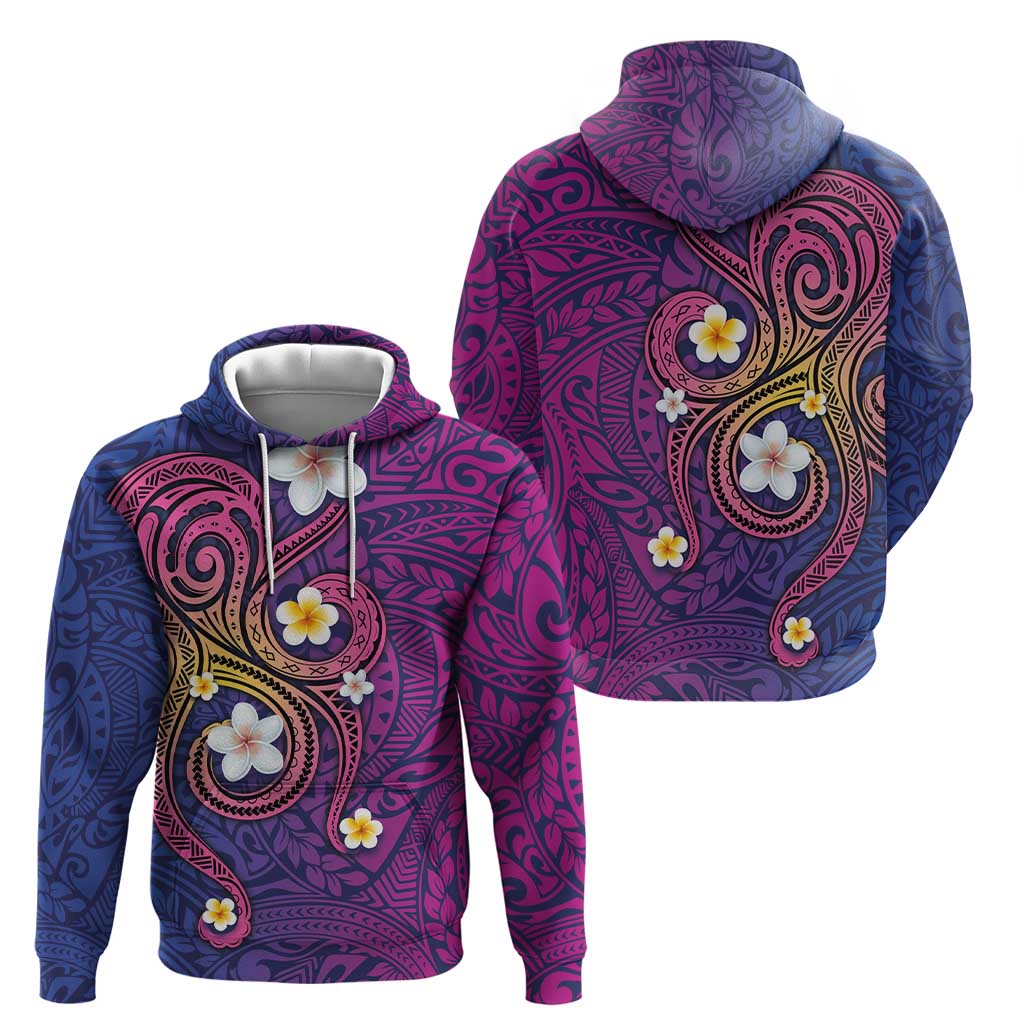 Hawaiian Octopus Tattoo and Frangipani Zip Hoodie