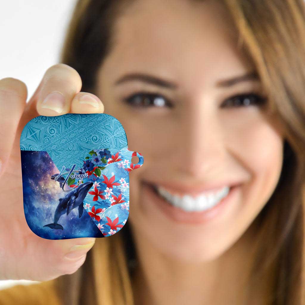 Hawaii Aloha Whales AirPods Case Hibiscus and Whales with Polynesian Pattern - Polynesian Pride