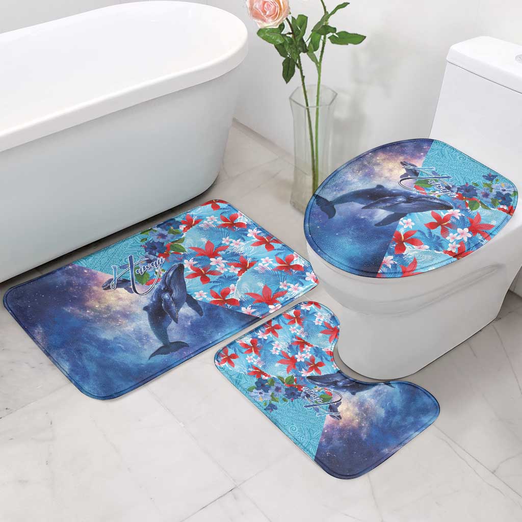 Hawaii Aloha Whales Bathroom Set Hibiscus and Whales with Polynesian Pattern - Polynesian Pride