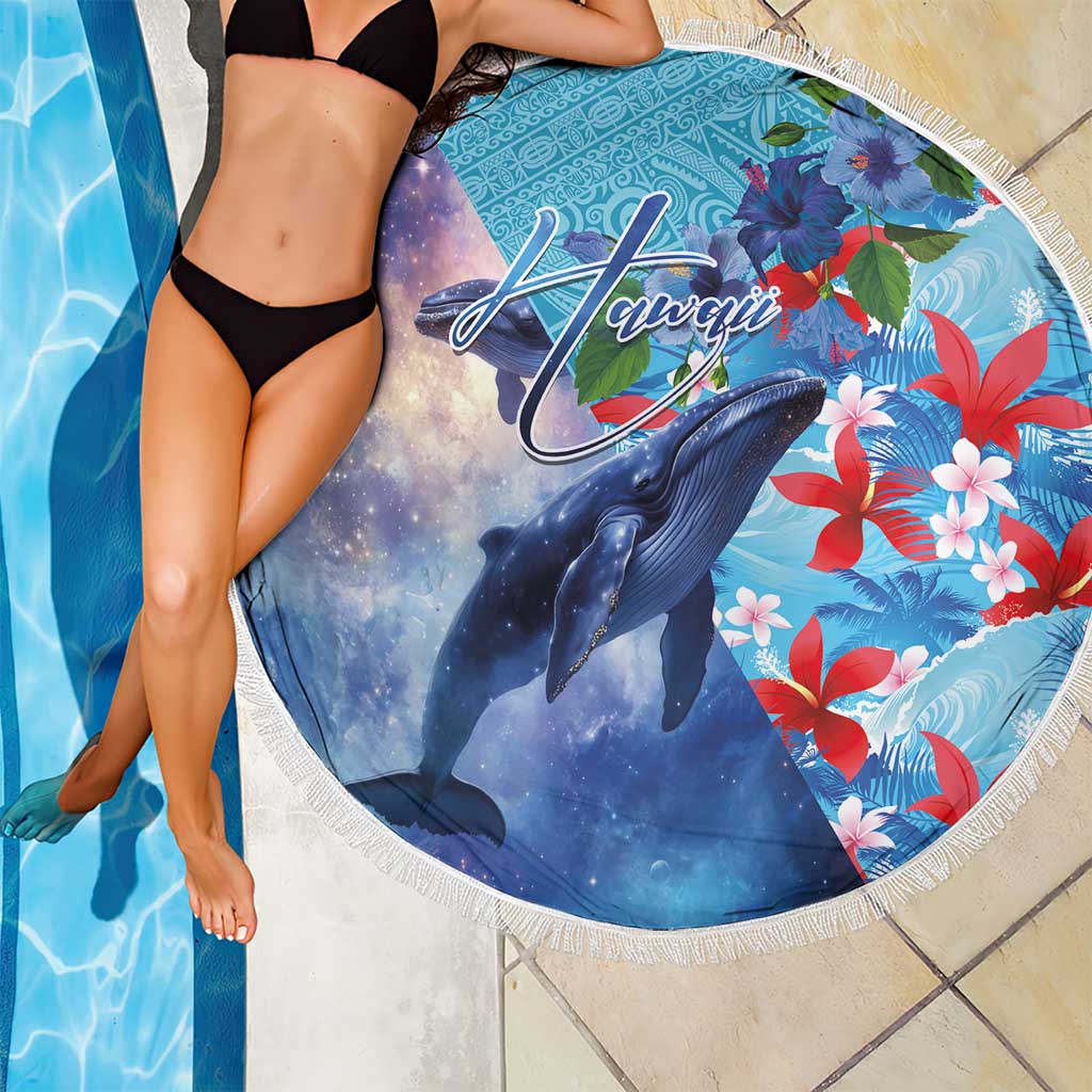 Hawaii Aloha Whales Beach Blanket Hibiscus and Whales with Polynesian Pattern LT03 - Polynesian Pride