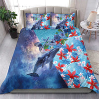 Hawaii Aloha Whales Bedding Set Hibiscus and Whales with Polynesian Pattern - Polynesian Pride