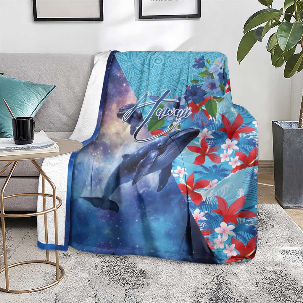 Hawaii Aloha Whales Blanket Hibiscus and Whales with Polynesian Pattern - Polynesian Pride